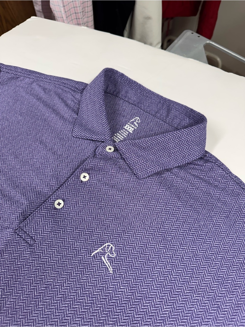 Rhoback Performance Polo Short Sleeve Shirt Purple Houndstooth Mens 3XL Golf